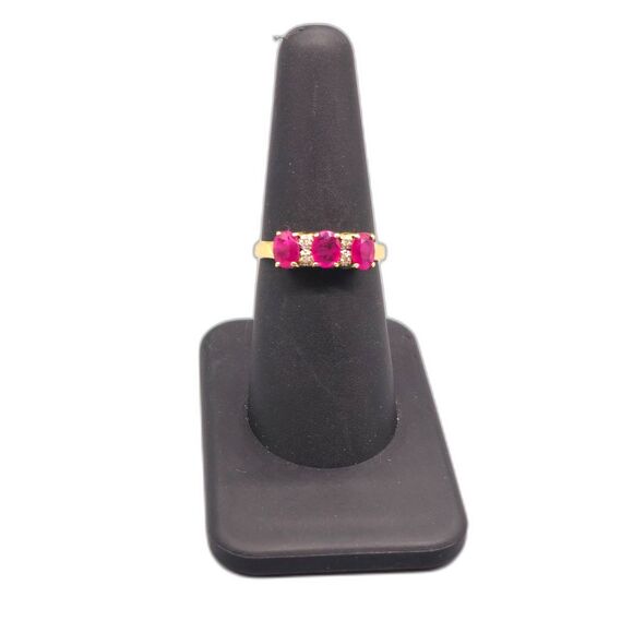 14KT YELLOW GOLD 2.80G DIAMOND & RUBY RING SIZE 7(154717-1)